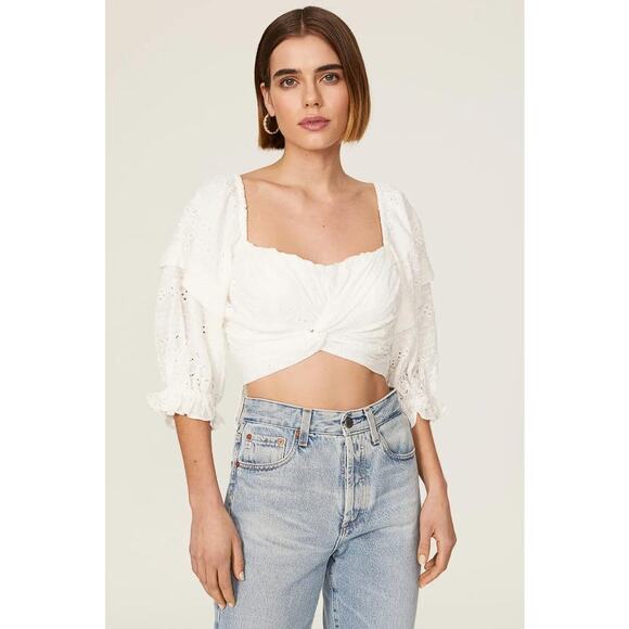 MARISSA WEBB Women's White Eyelet Crop Top Size 2 - Picture 4 of 11